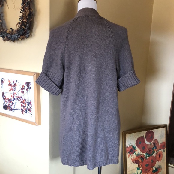 VINCE Size Medium Wool blend Open-Front Cardigan Cuff Short-Sleeve Sweater Wool - Picture 5 of 16